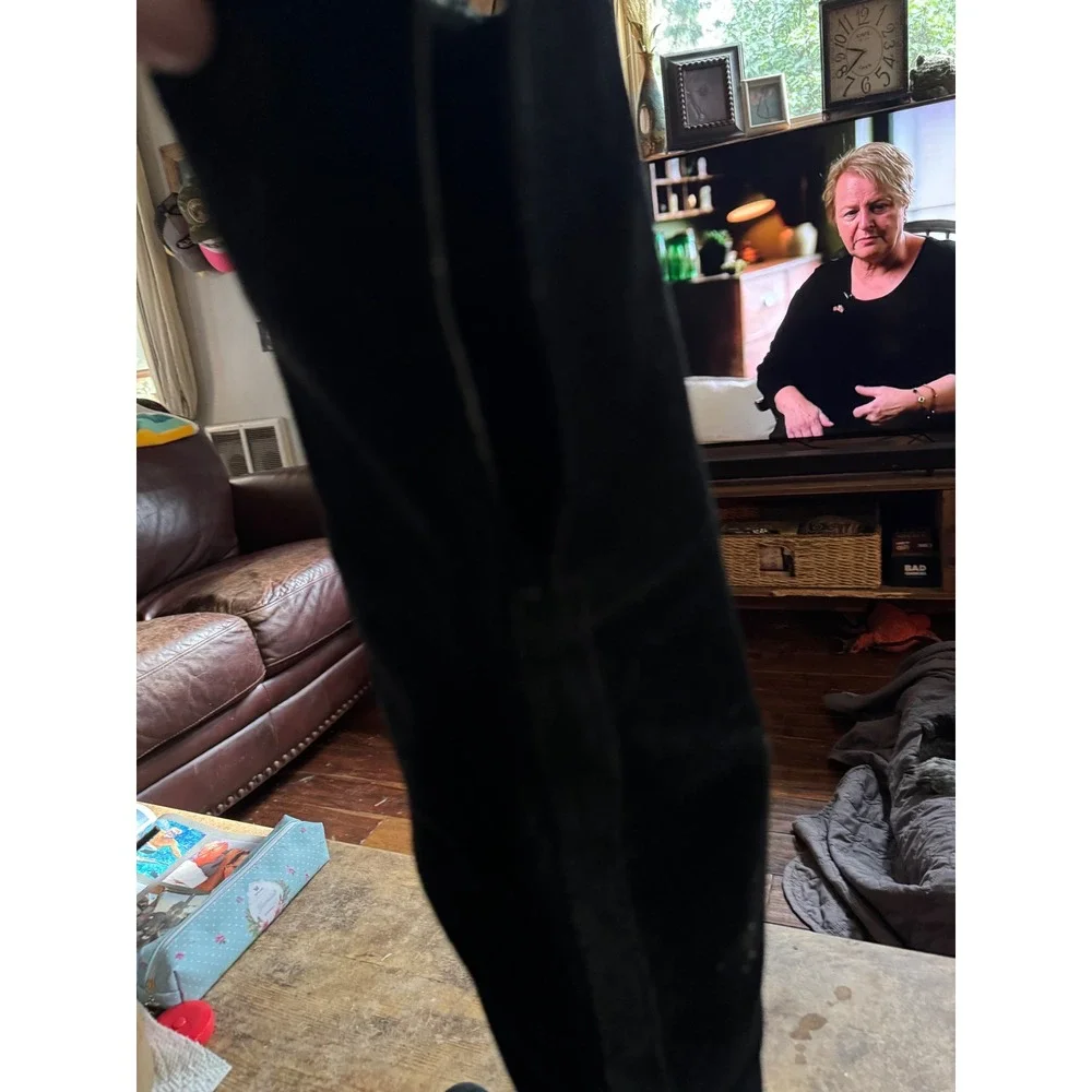 BP Over The Knee Boots 9M Black Leather Suede Block Heel Minimalist Chic